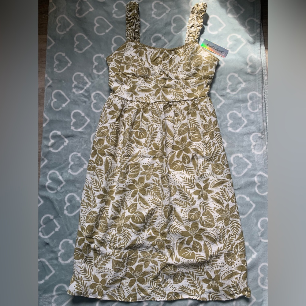 Derek Heart White and Olive Floral Dress